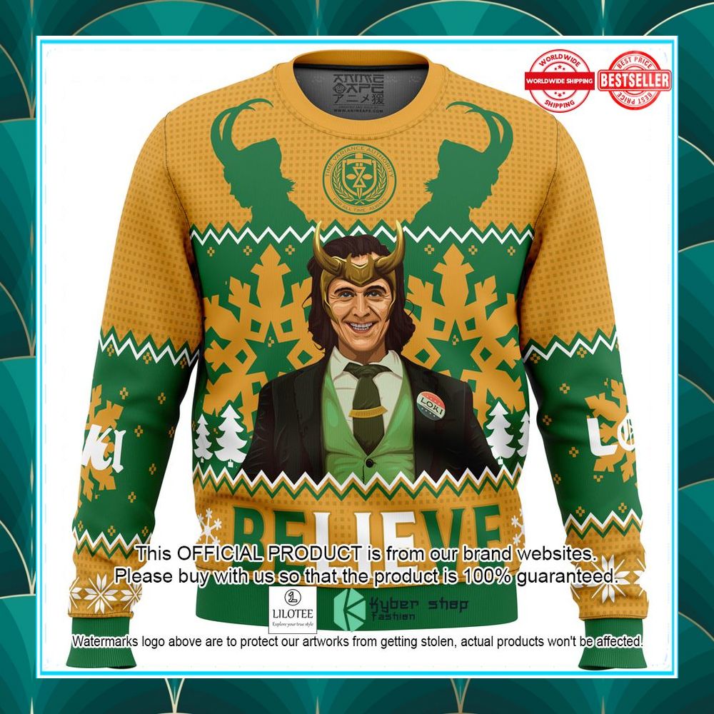 believe loki marvel christmas sweater 1 882