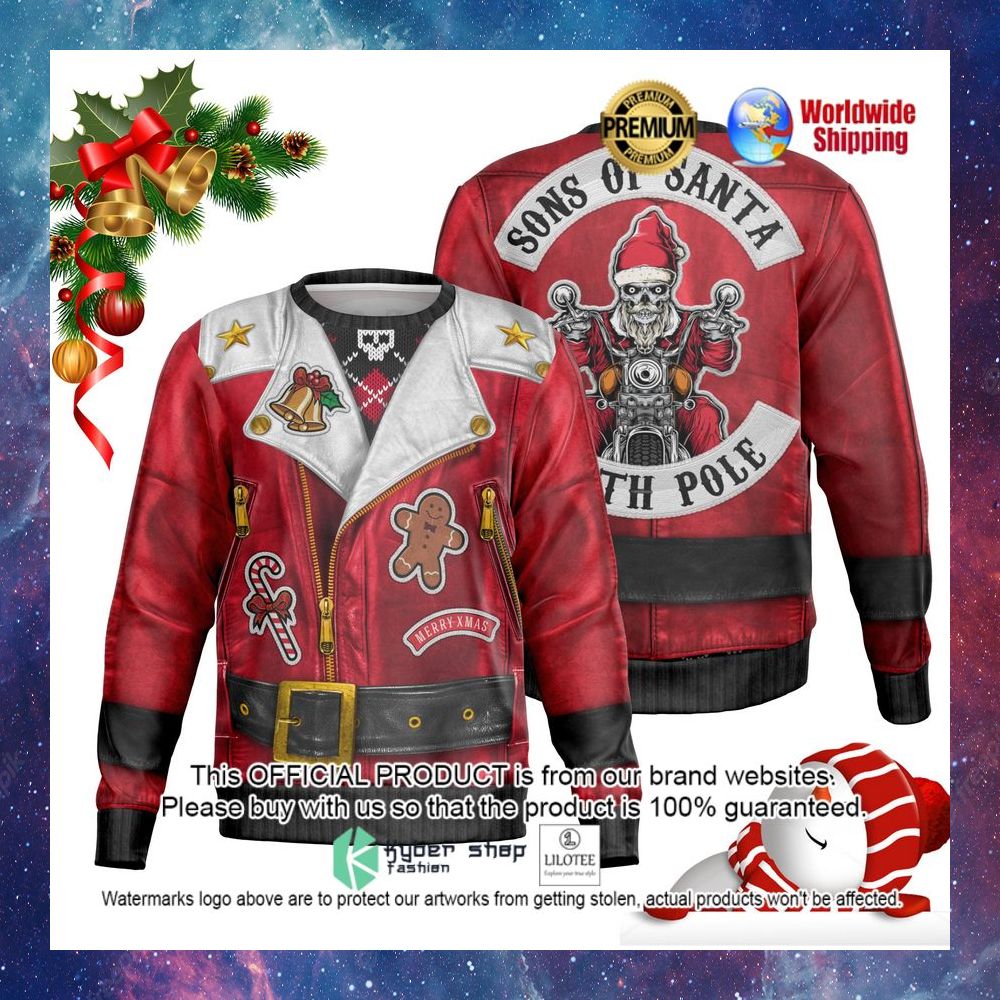 biker jacket sons of santa north pole sweater 1 826