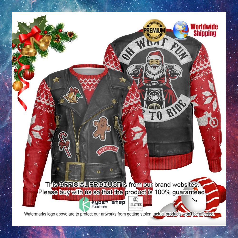biker vest santa oh what fun it if to ride sweater 1 326
