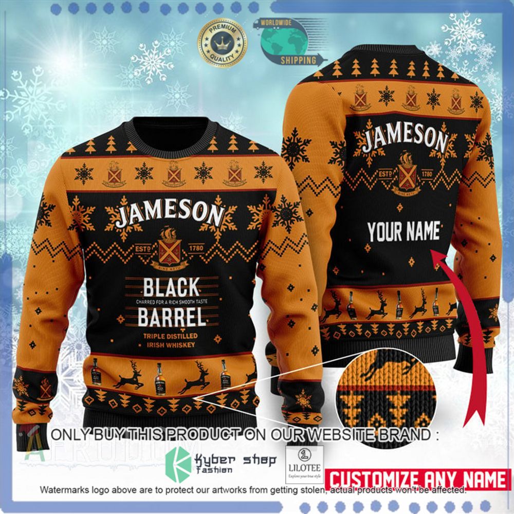 black barrel jameson whiskey your name christmas sweater 1 31275