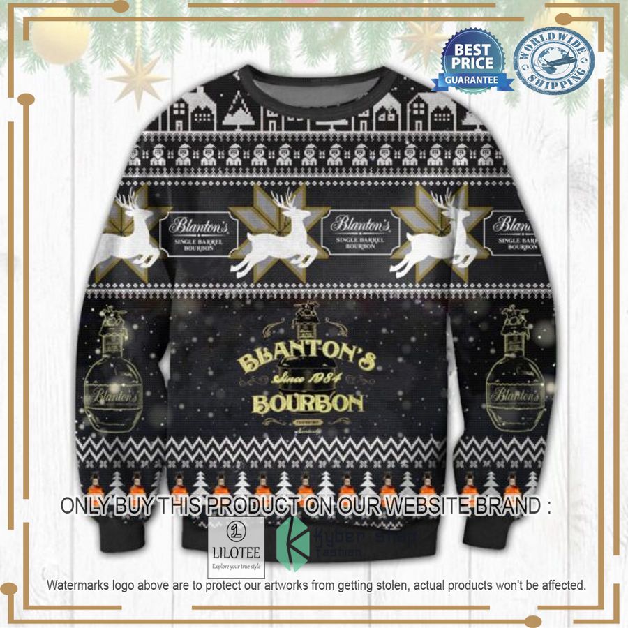 Blanton's Bourbon black Ugly Christmas Sweater - LIMITED EDITION 3