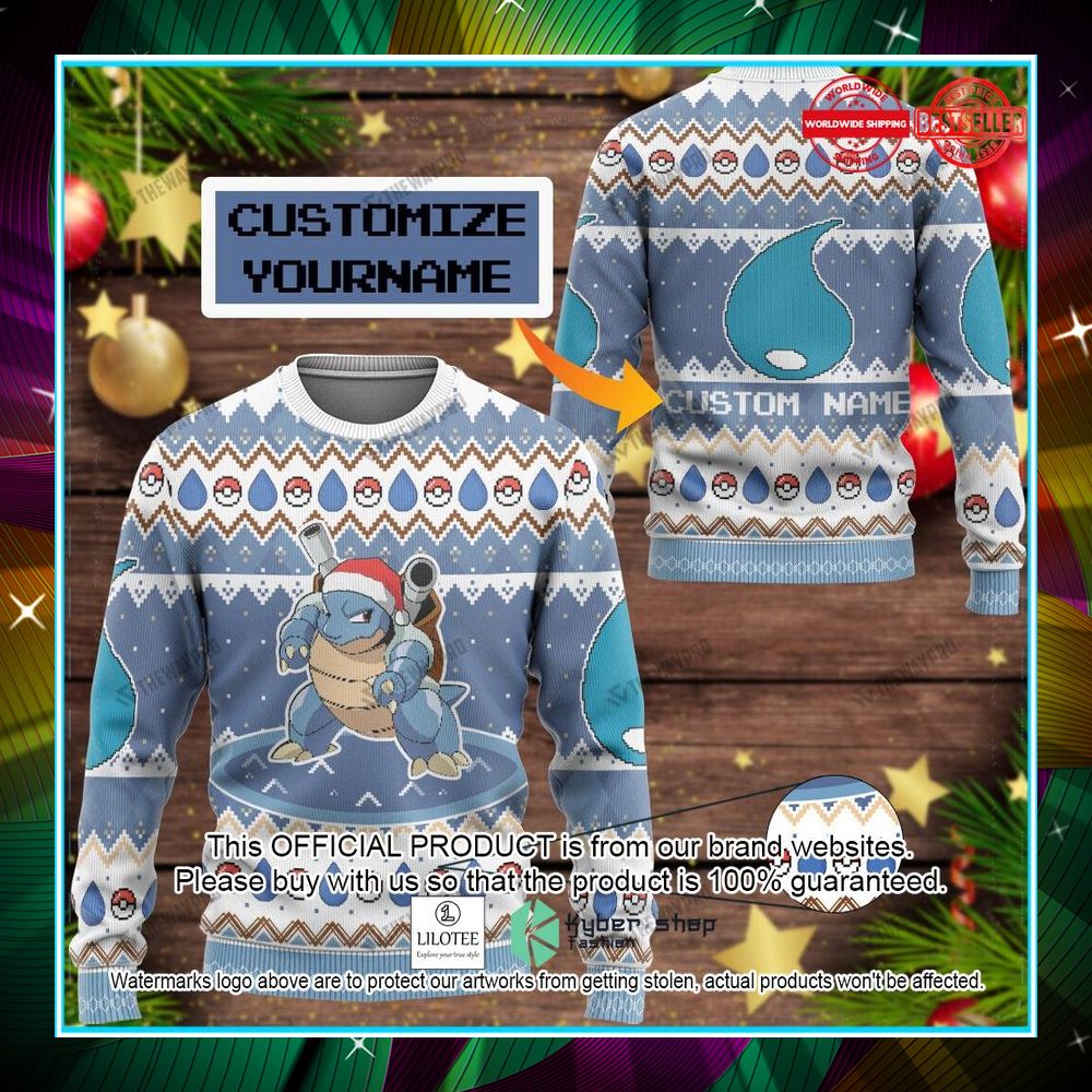 blastoise custom name christmas sweater 1 657