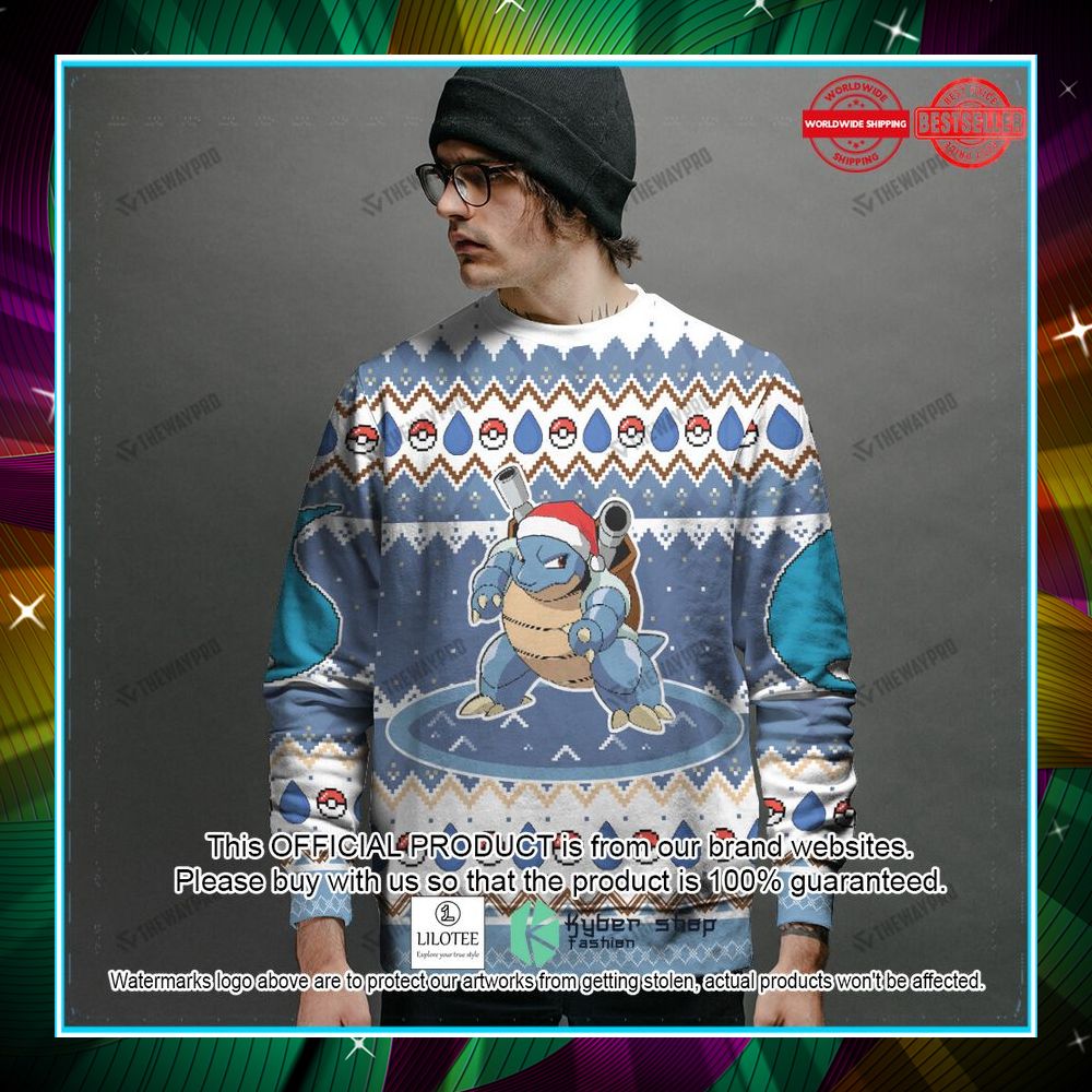 blastoise custom name christmas sweater 2 499
