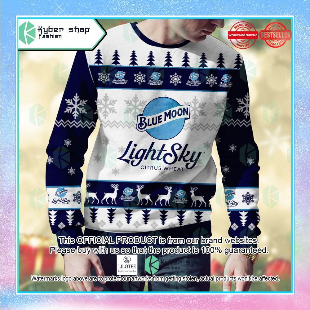 blue moon light sky wheat beer christmas sweater 2 767