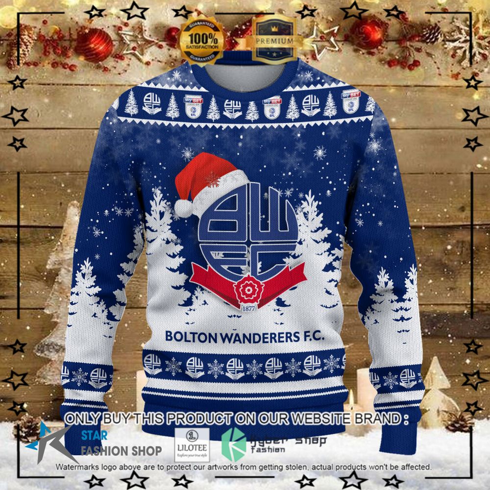 bolton wanderers f c blue white christmas sweater 1 48464