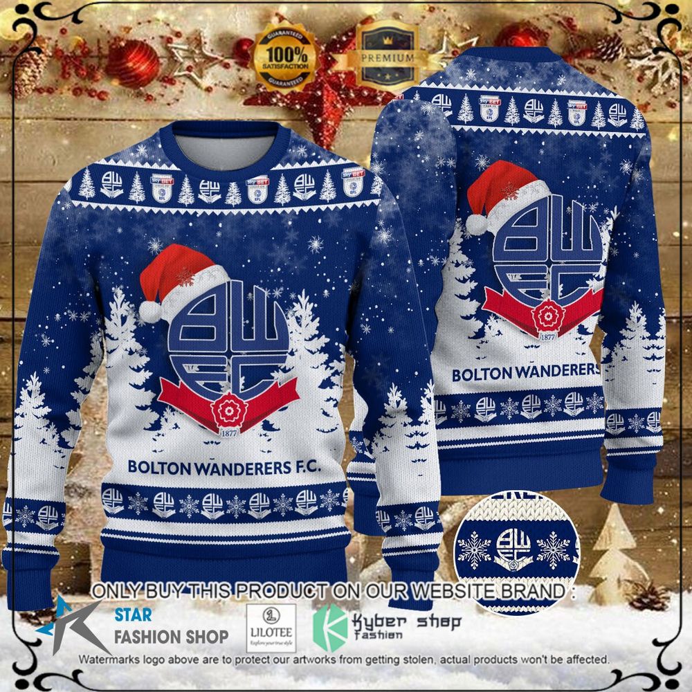 bolton wanderers f c blue white christmas sweater 1 99192