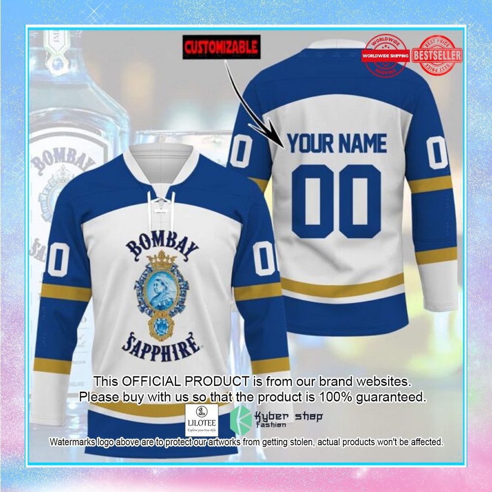 bombay sapphire custom name hockey jersey 1 847
