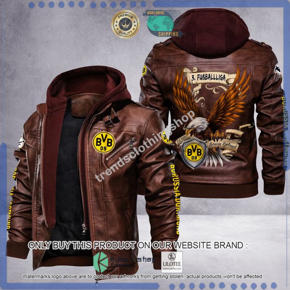 borussia dortmund fussball liga eagle leather jacket 1 3618