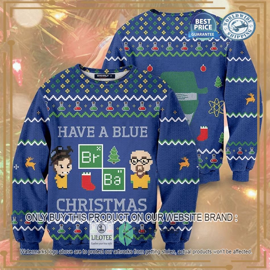 breaking bad have a blue christmas ugly sweater 1 94785