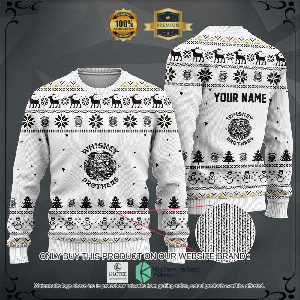 brothers whiskey your name white christmas sweater hoodie sweater 1 38033