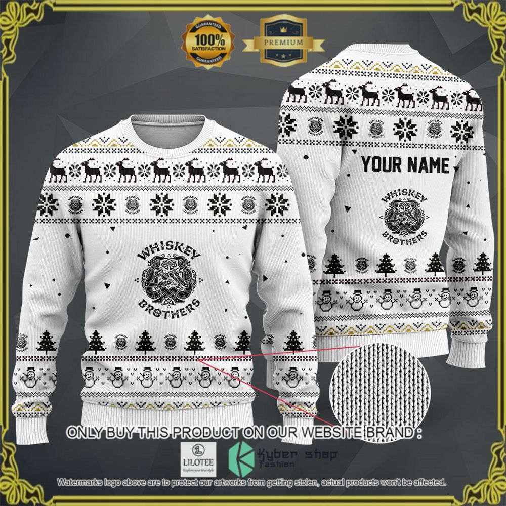 brothers whiskey your name white christmas sweater hoodie sweater 1 49931