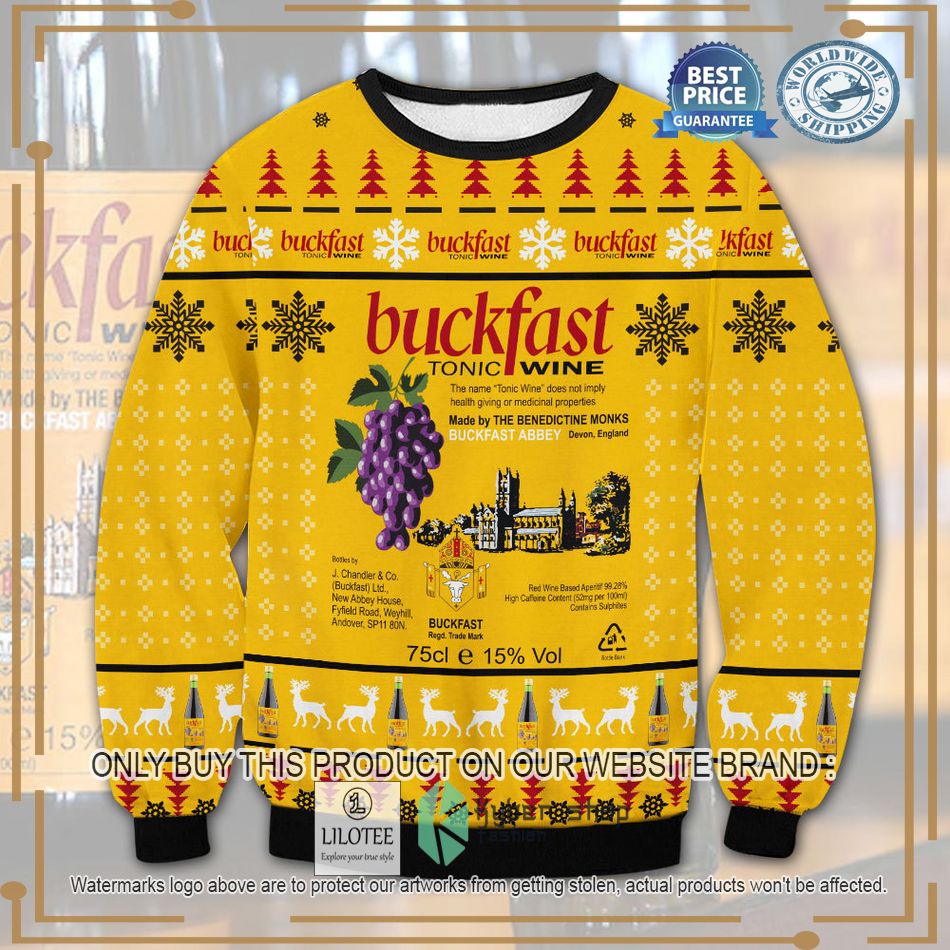 buckfast tonic wine ugly christmas sweater 1 22974