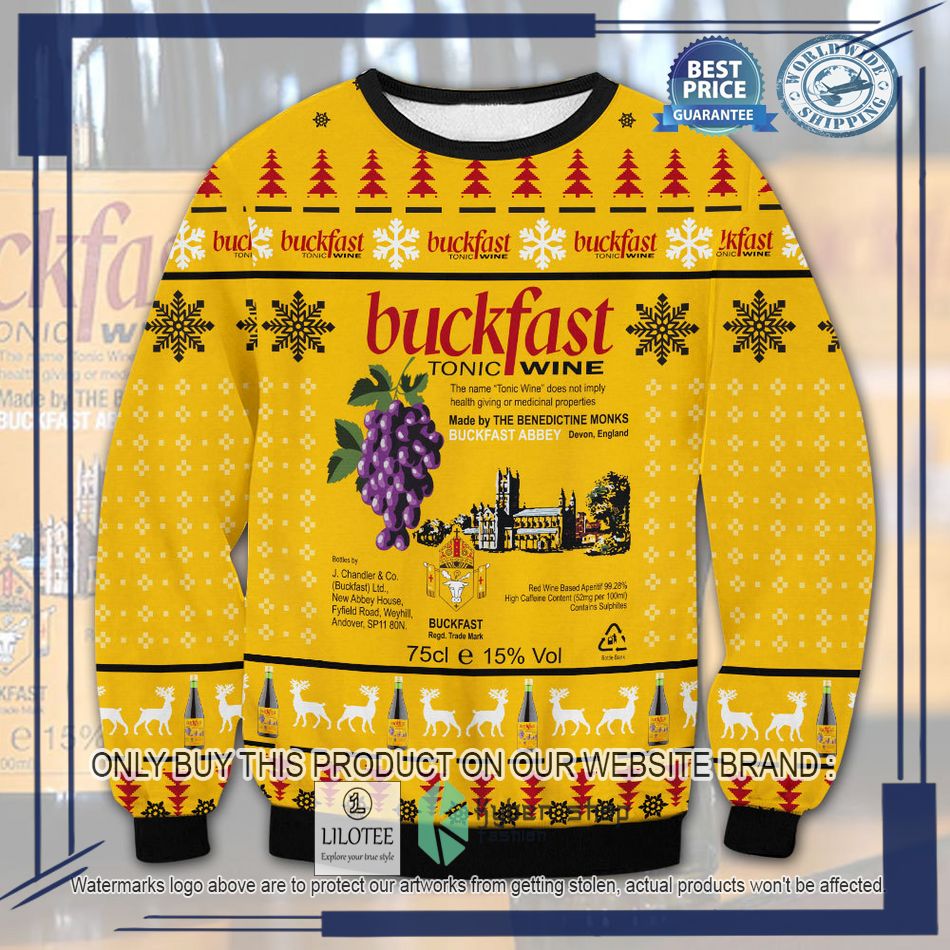 buckfast tonic wine ugly christmas sweater 1 78122