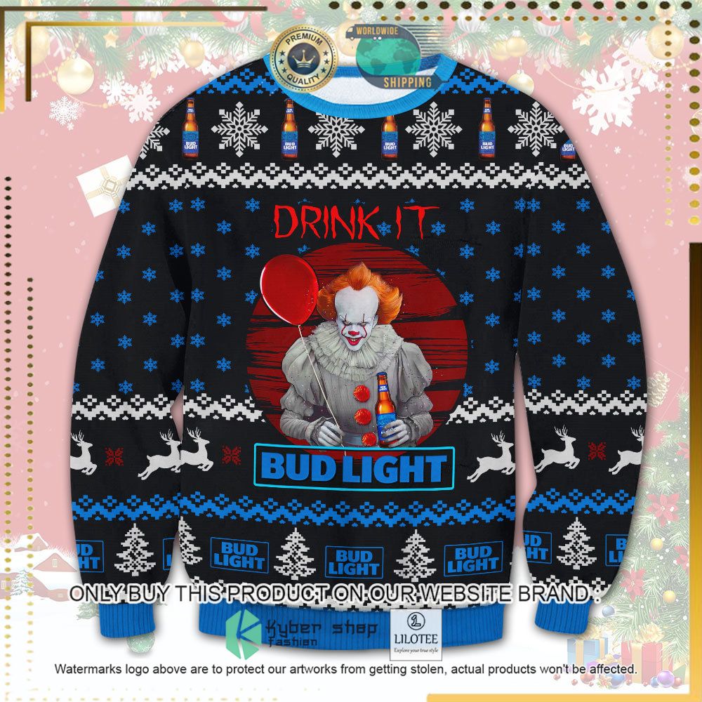 bud light drink it halloween knitted christmas sweater 1 71933