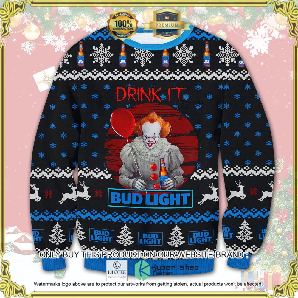 bud light drink it halloween knitted christmas sweater 1 98546