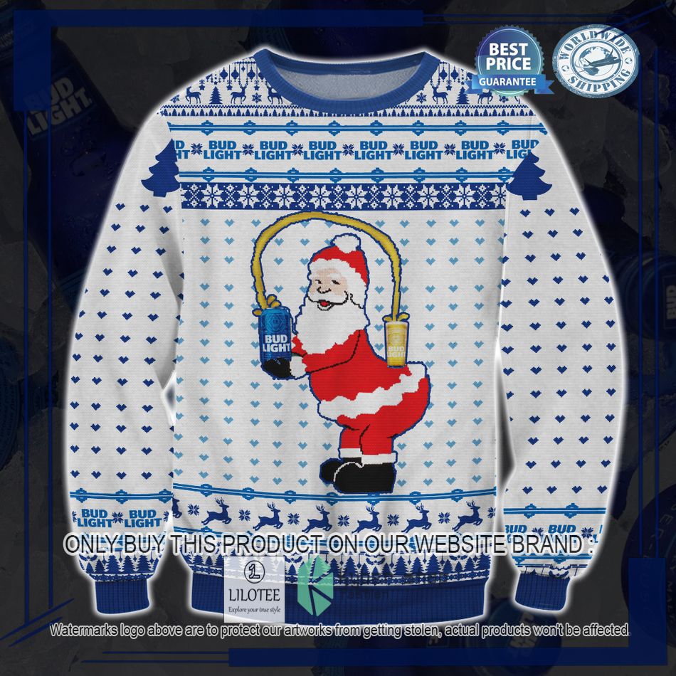 bud light santa claus ugly christmas sweater 1 11021