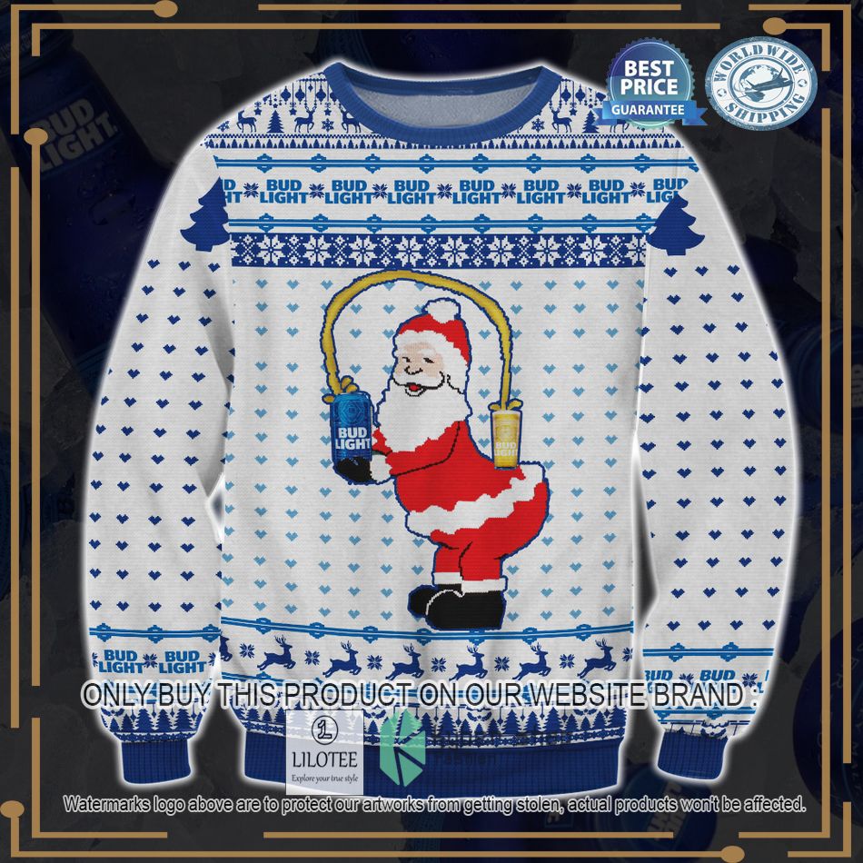 bud light santa claus ugly christmas sweater 1 66447