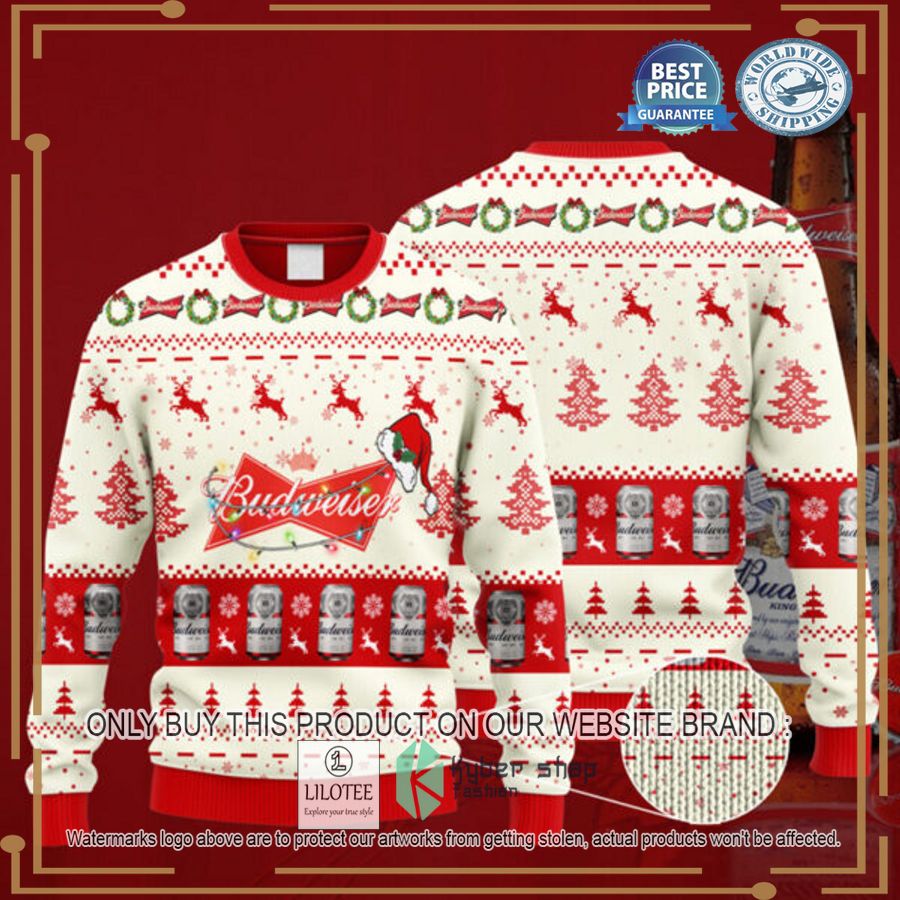 Budweiser Santa Hat Ugly Christmas Sweater - LIMITED EDITION 2