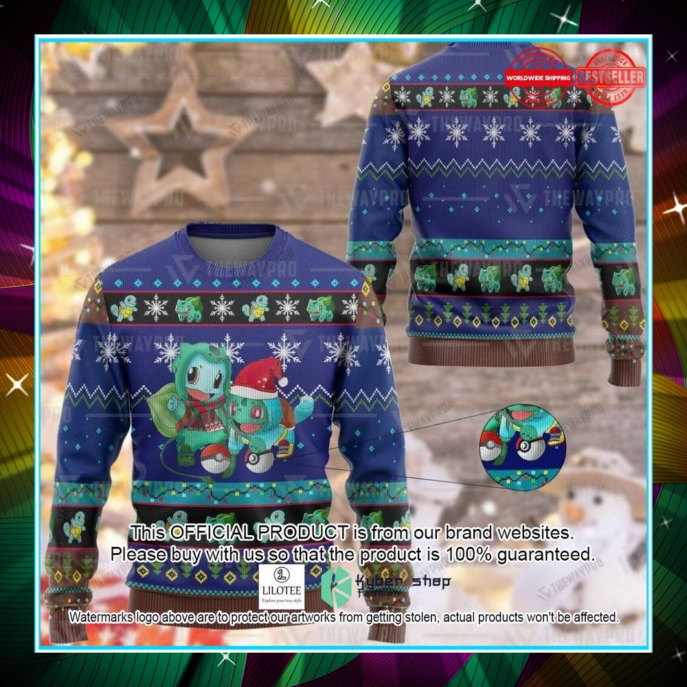 bulbasaur squirtle christmas sweater 1 586