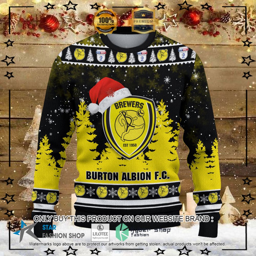 burton albion f c black yellow christmas sweater 1 56042
