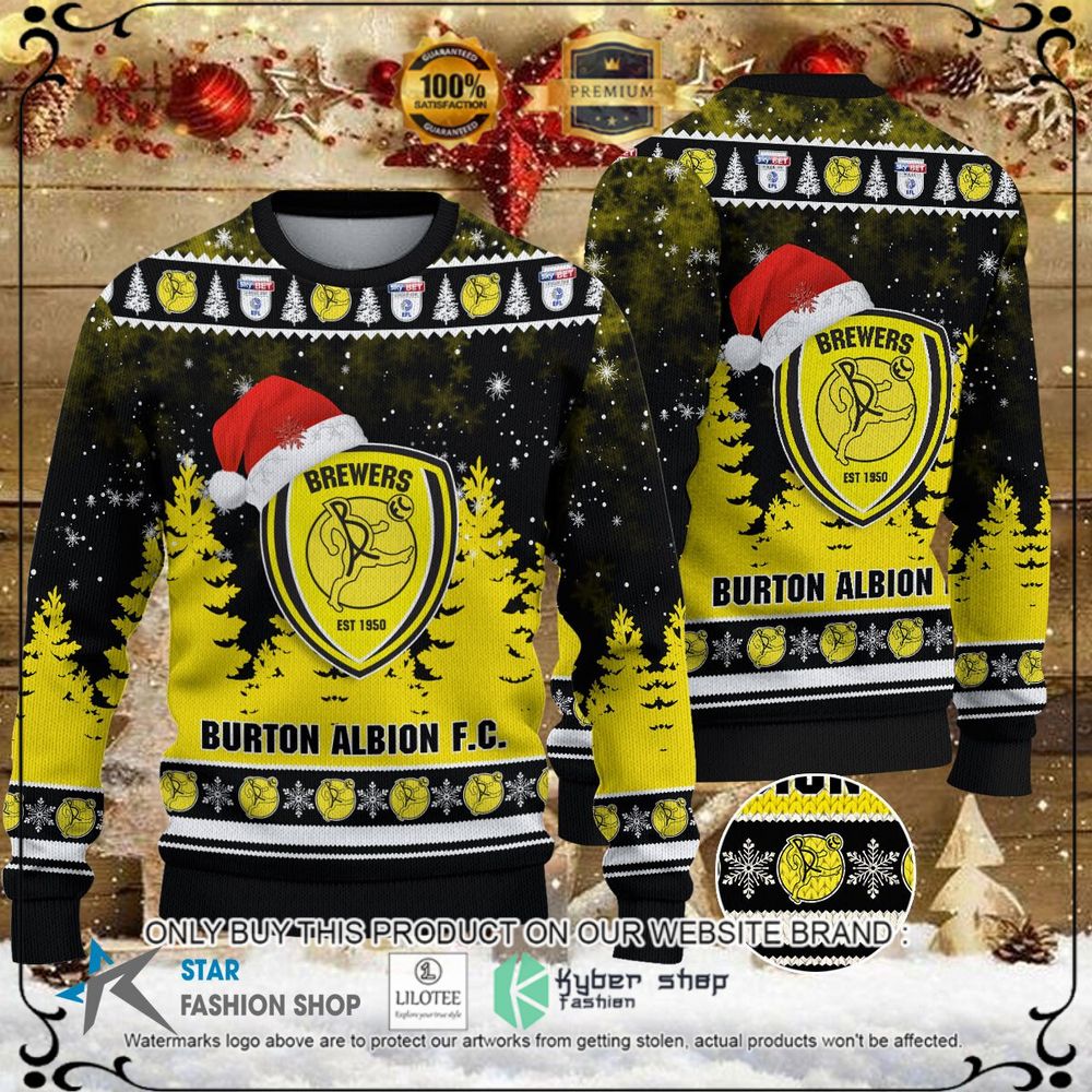 burton albion f c black yellow christmas sweater 1 68109