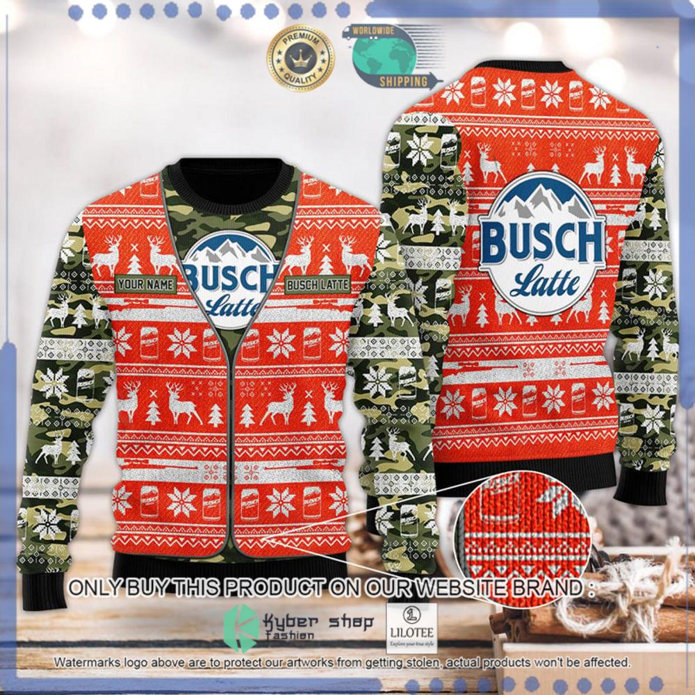 busch latte camo xmas your name christmas sweater 1 29533
