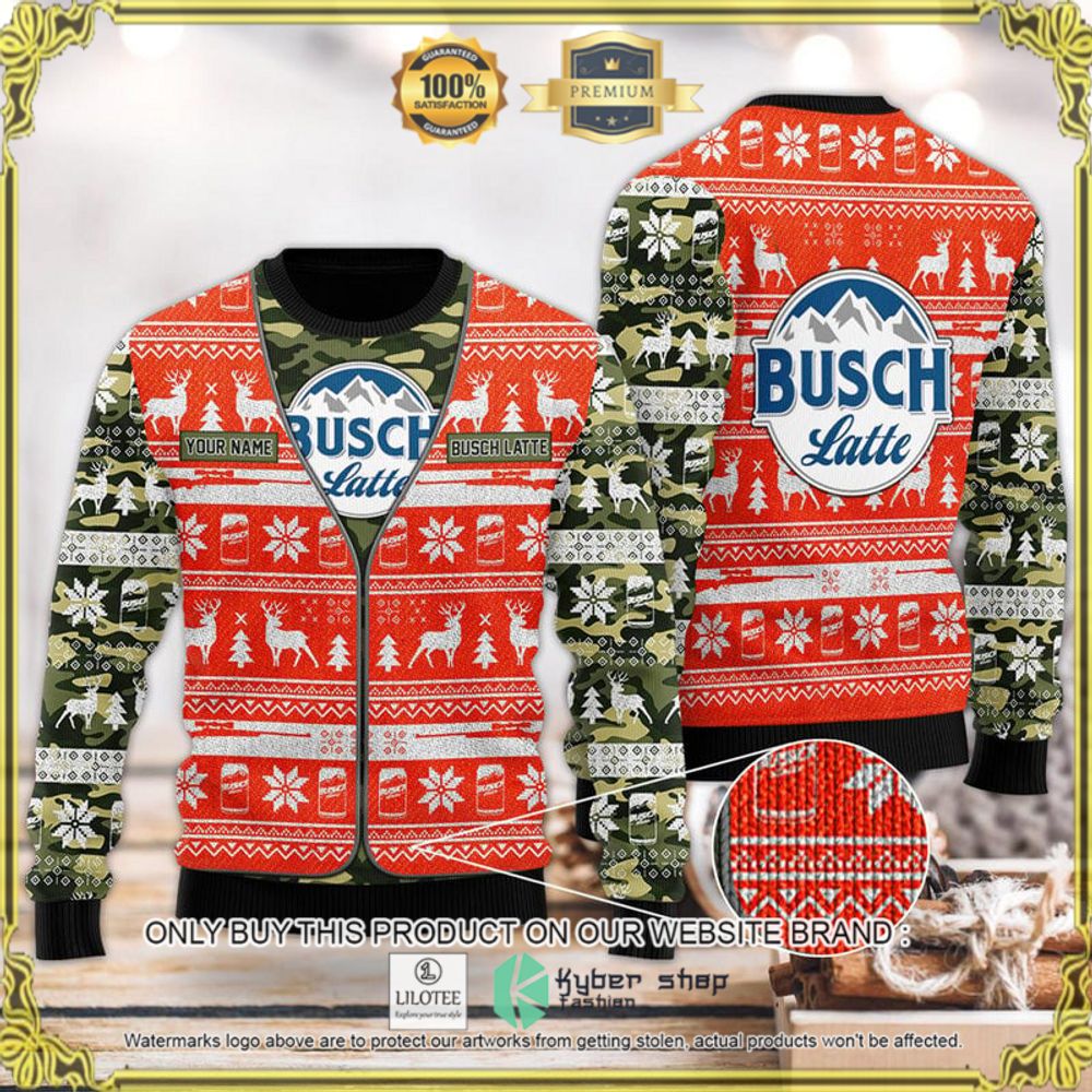 busch latte camo xmas your name christmas sweater 1 78773