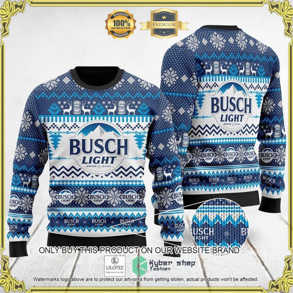 busch light beer blue white christmas sweater 1 59043
