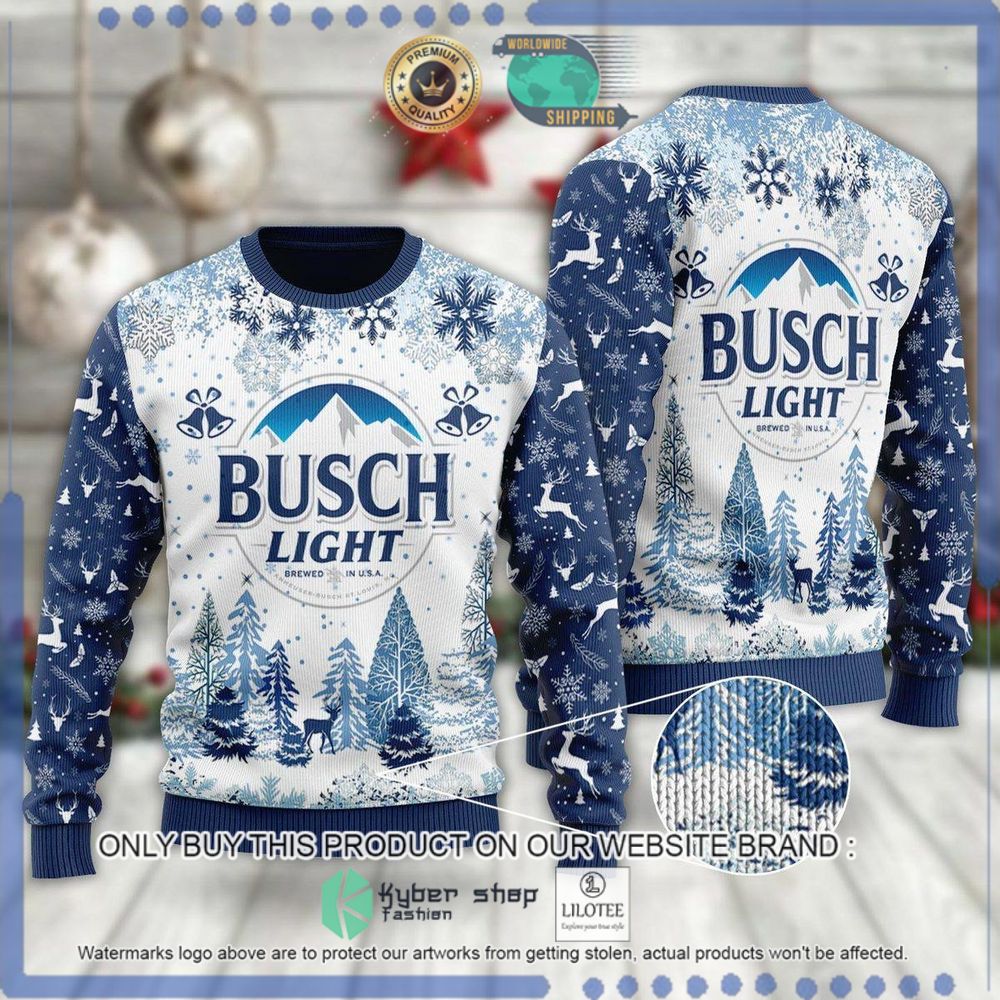 busch light beer blue white color christmas sweater 1 10645