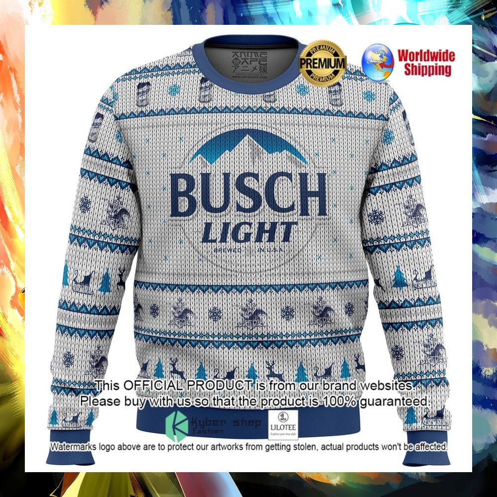 busch light beer white blue christmas sweater 1 685