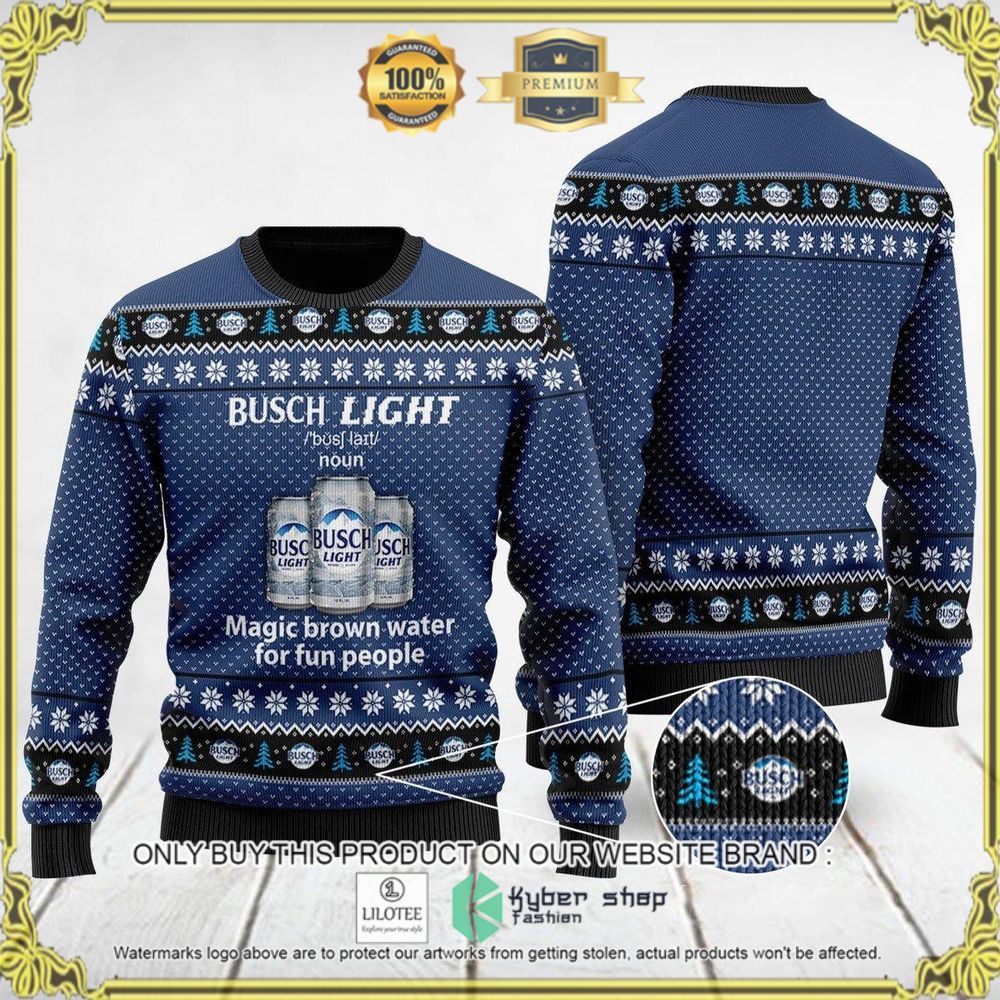 busch light magic brown water for fun people christmas sweater 1 4338