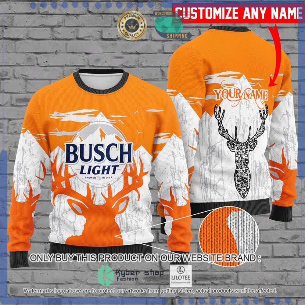 busch light orange white your name christmas sweater 1 45404
