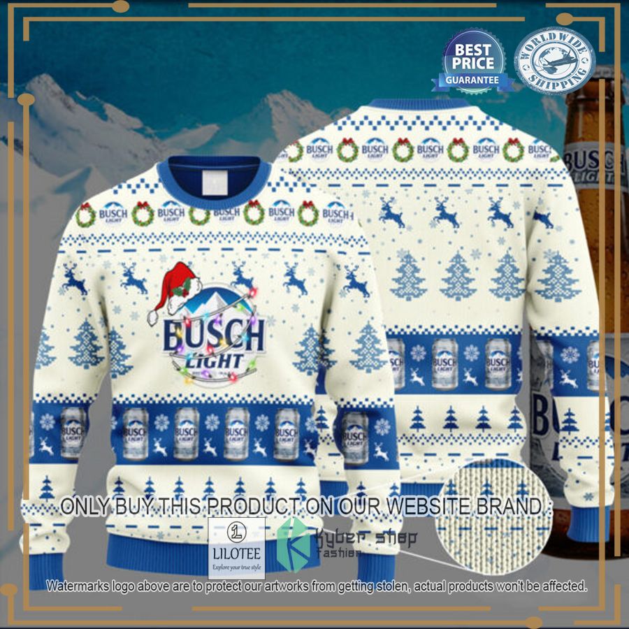 Busch Light Santa Hat Ugly Christmas Sweater - LIMITED EDITION 2