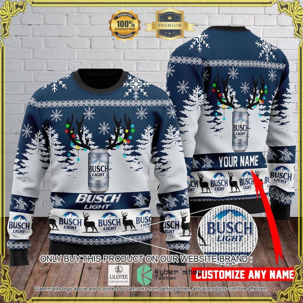busch light white navy your name christmas sweater 1 96892