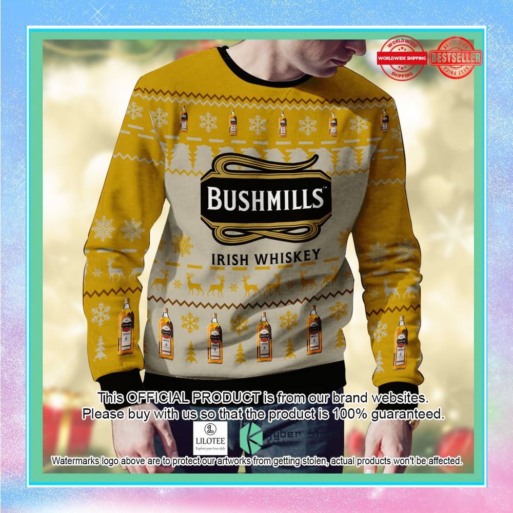 bushmills irish whiskey yellow chirstmas sweater 1 36