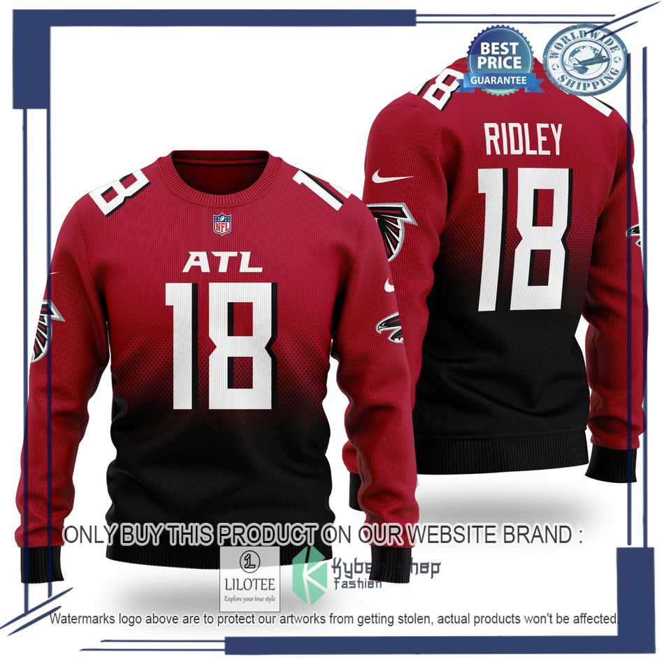 calvin ridley 18 atlanta falcons nfl red black wool sweater 1 39523