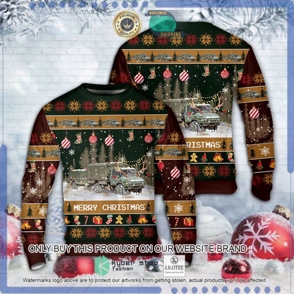 canadian army light support vehicle wheeled lsvw christmas sweater 1 61354
