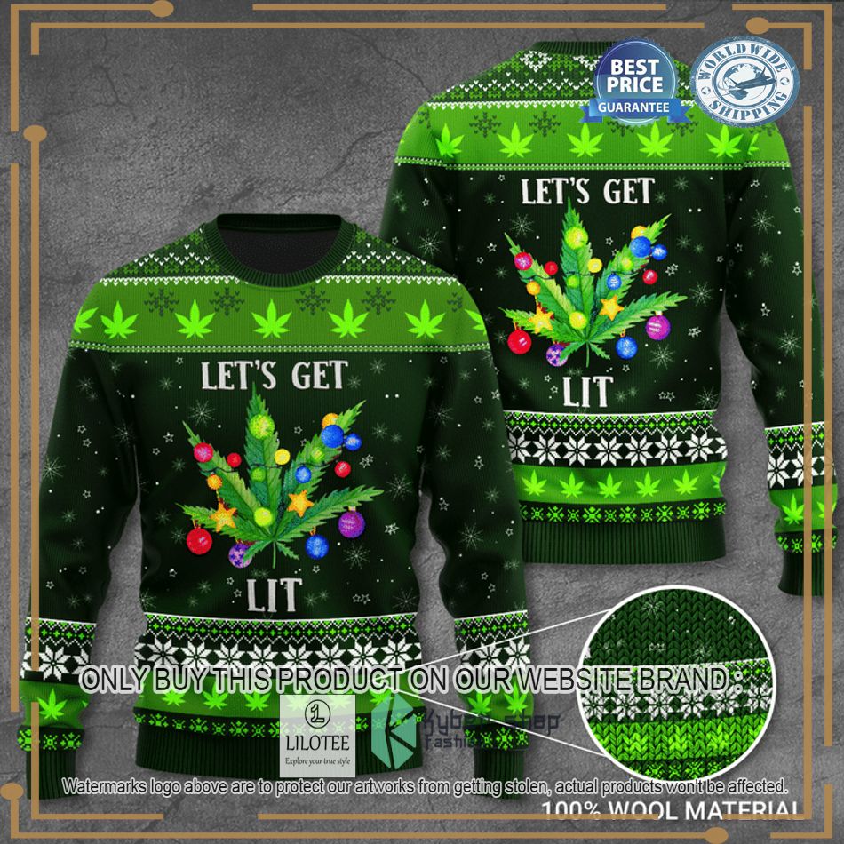 Cannabis Let's Get Lit Ugly Christmas Sweater - LIMITED EDITION 10