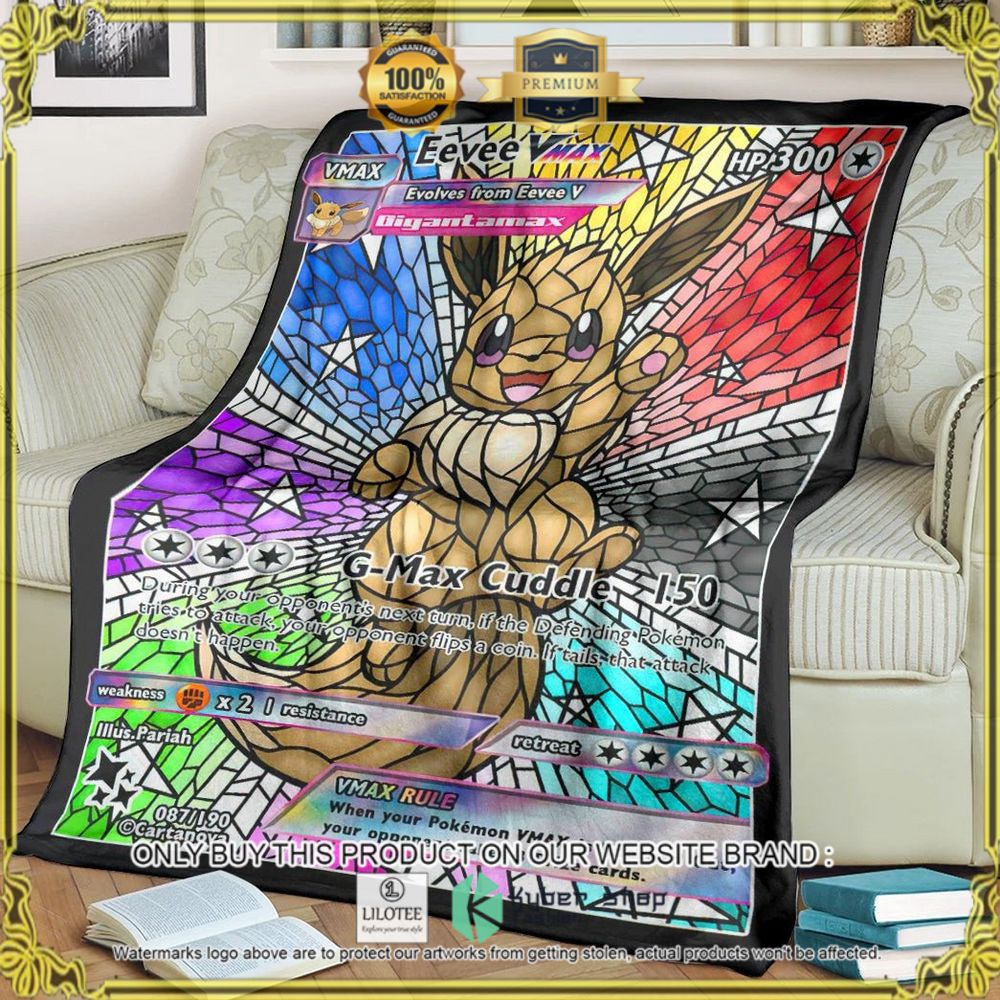 Card Eevee Hybrid Vmax Proxy Stain Glass Custom Pokemon Soft Blanket - LIMITED EDITION 7