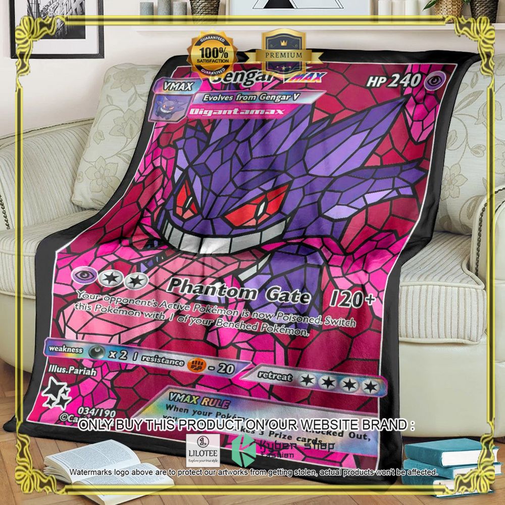 Card Gengar Hybrid Vmax Proxy Stain Glass Anime Pokemon Blanket - LIMITED EDITION 7