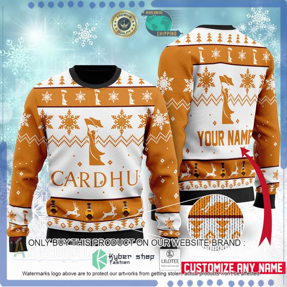 cardhu whiskey your name orange white christmas sweater 1 77116