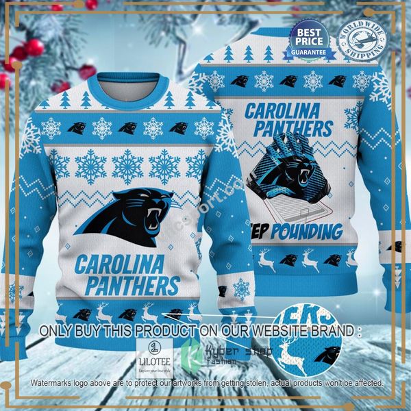 carolina panthers keep pounding christmas sweater 1 43951