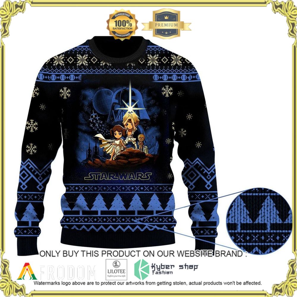 cartoon star wars characters black blue christmas sweater 1 60911