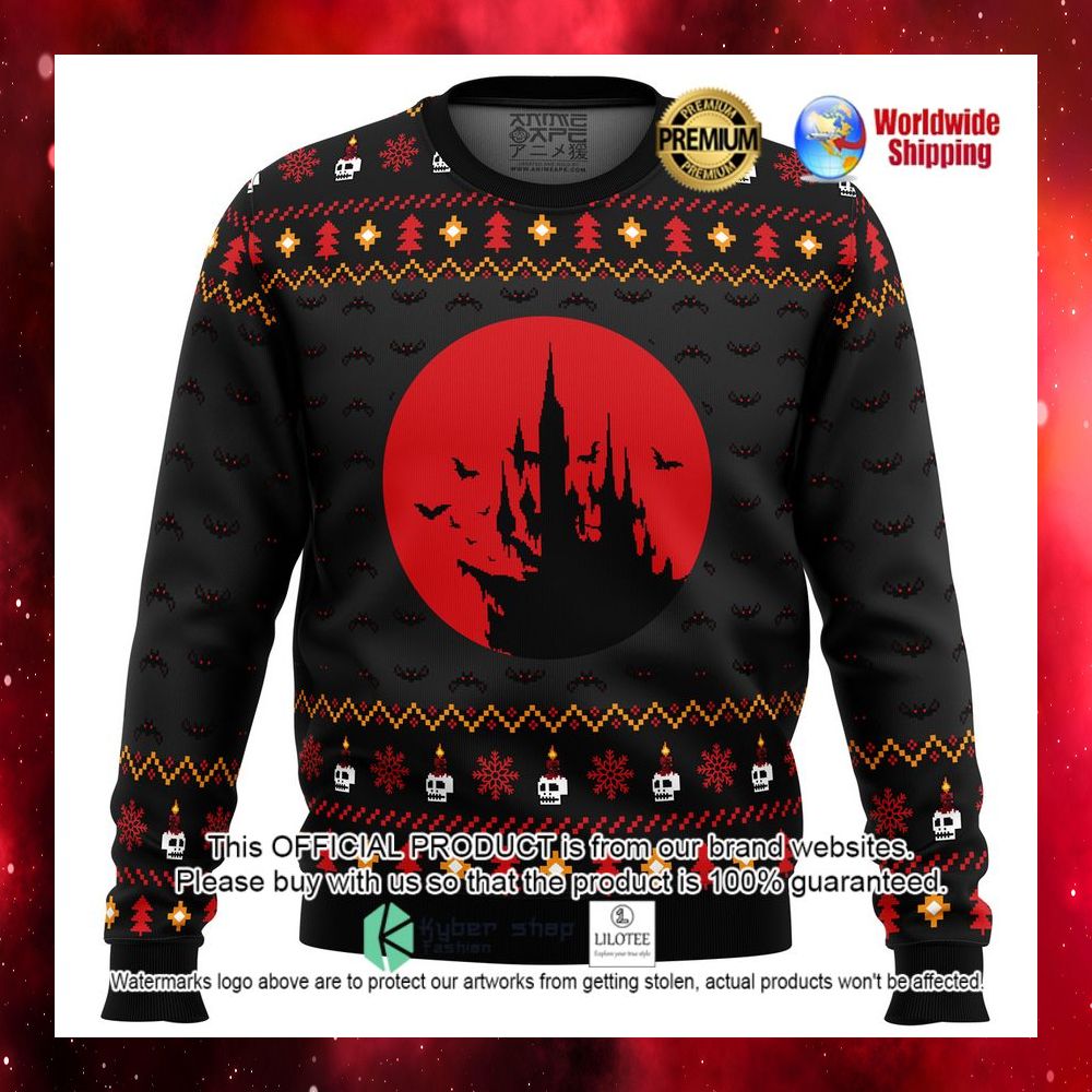 castlevania creepy castle christmas sweater 1 302