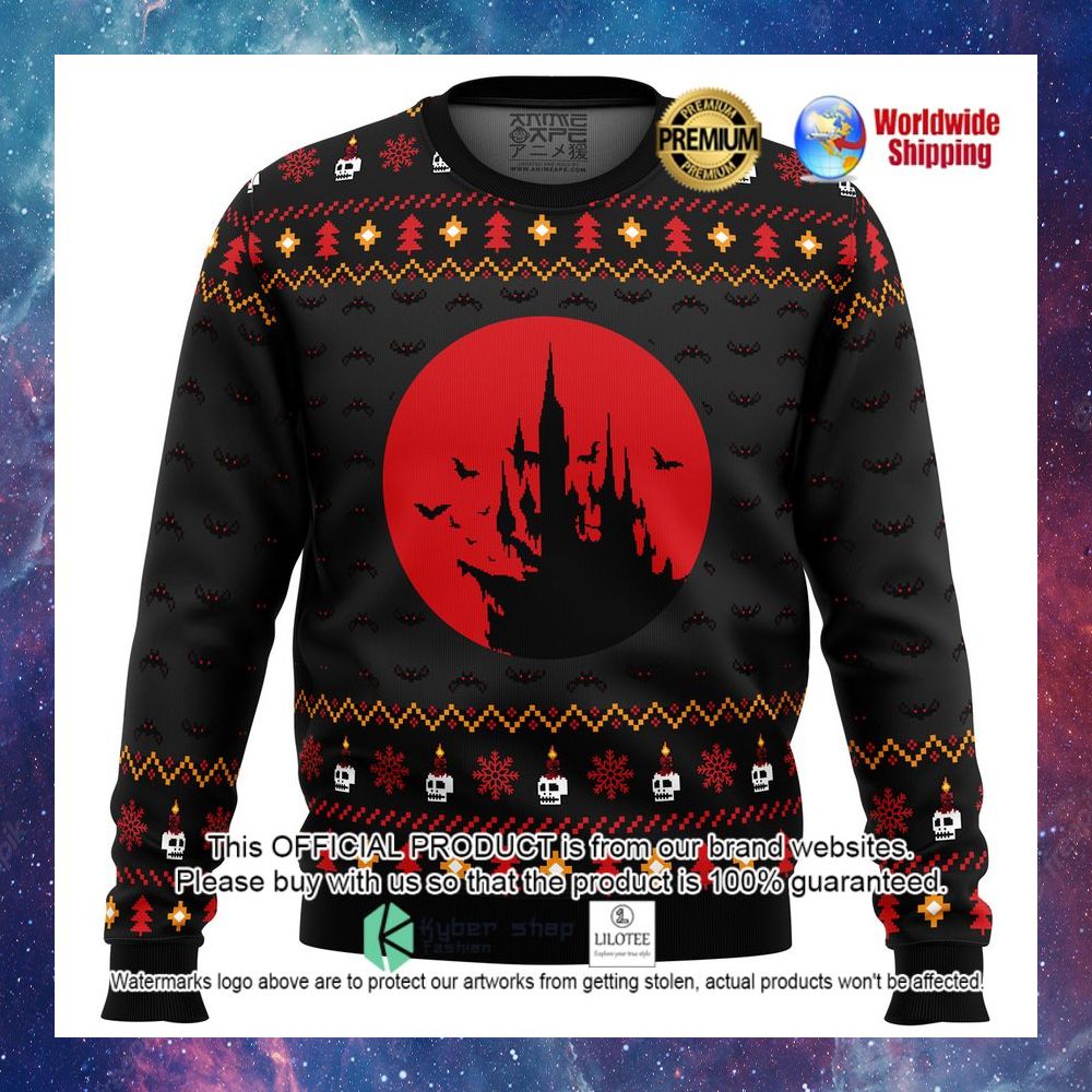 castlevania creepy castle christmas sweater 1 838