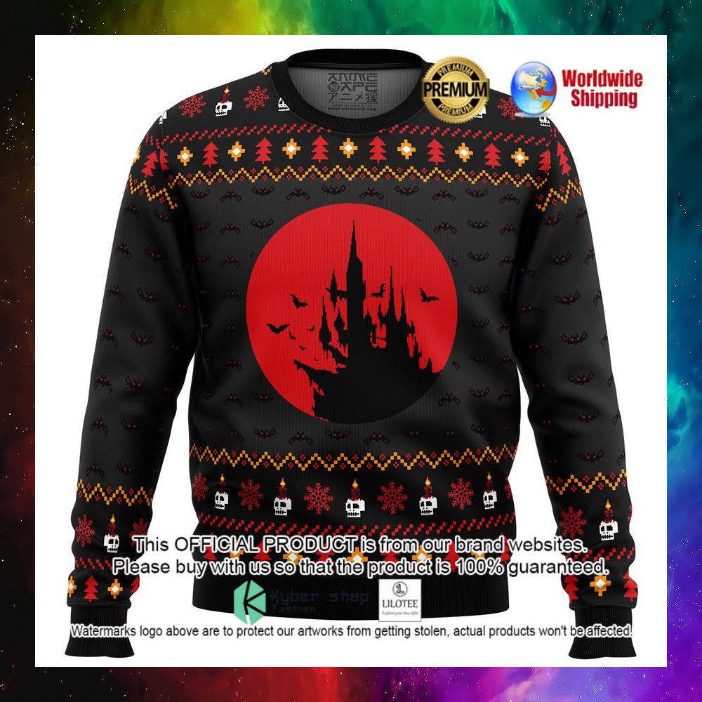 castlevania creepy haunted castle christmas sweater 1 313