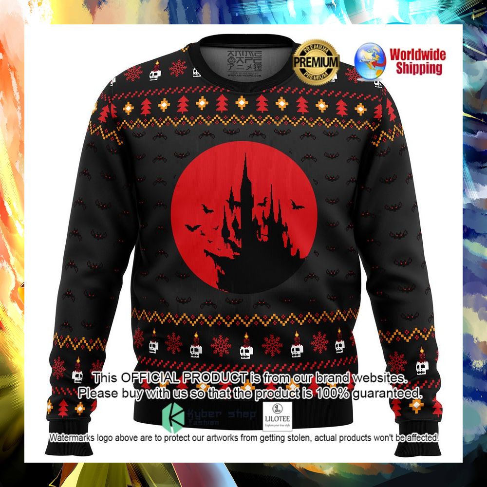 castlevania creepy haunted castle christmas sweater 1 363