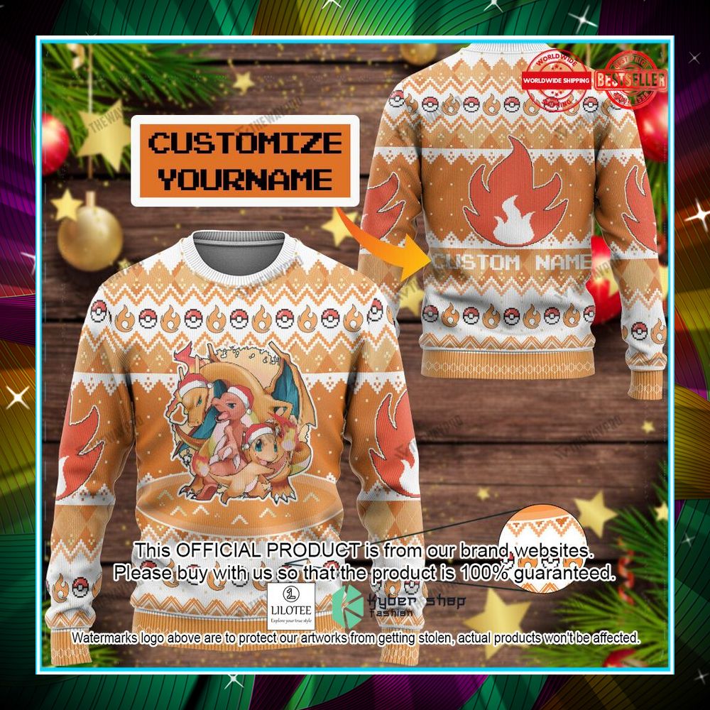 charmander charmeleon charizard custom name christmas sweater 1 717