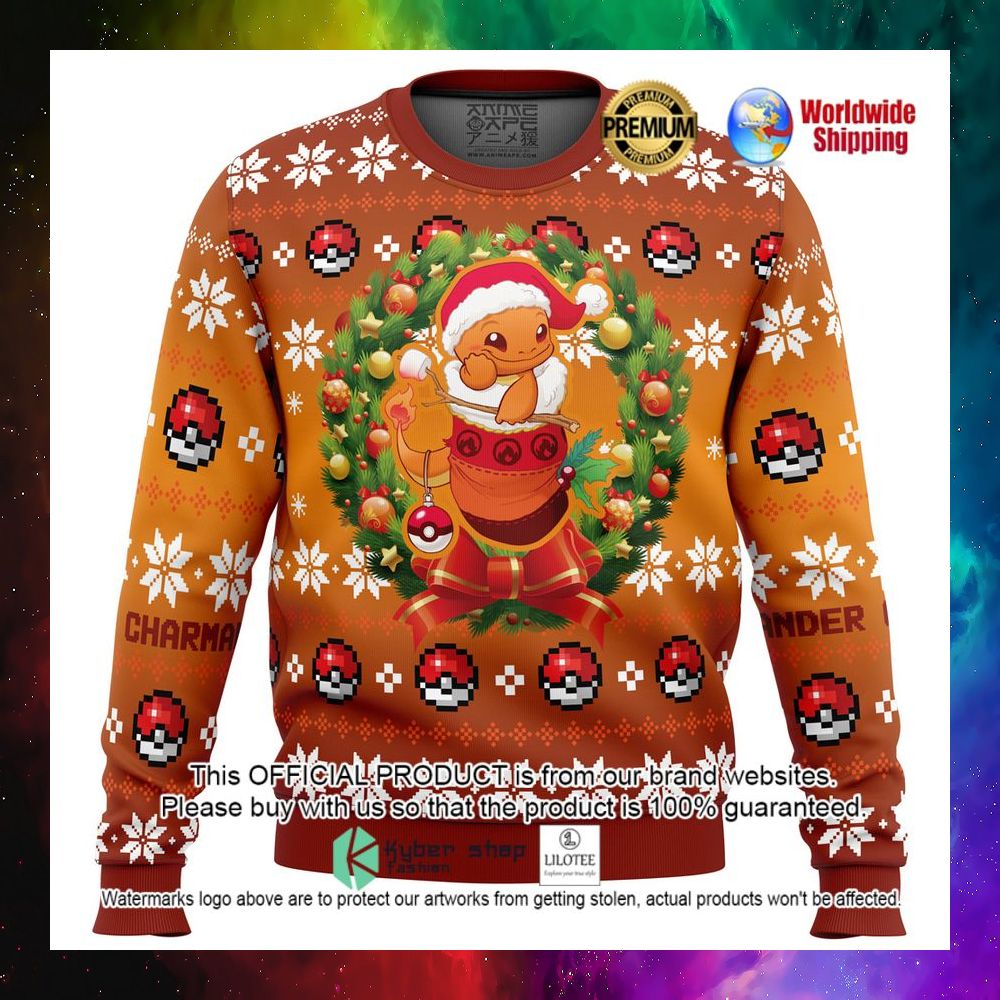 charmander santa hat pokemon christmas sweater 1 950