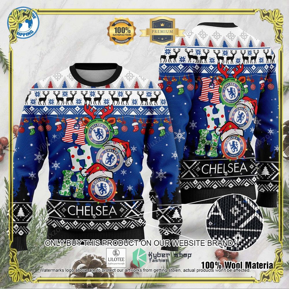 Chelsea FC White Blue Black Ugly Christmas Sweater - LIMITED EDITION 2